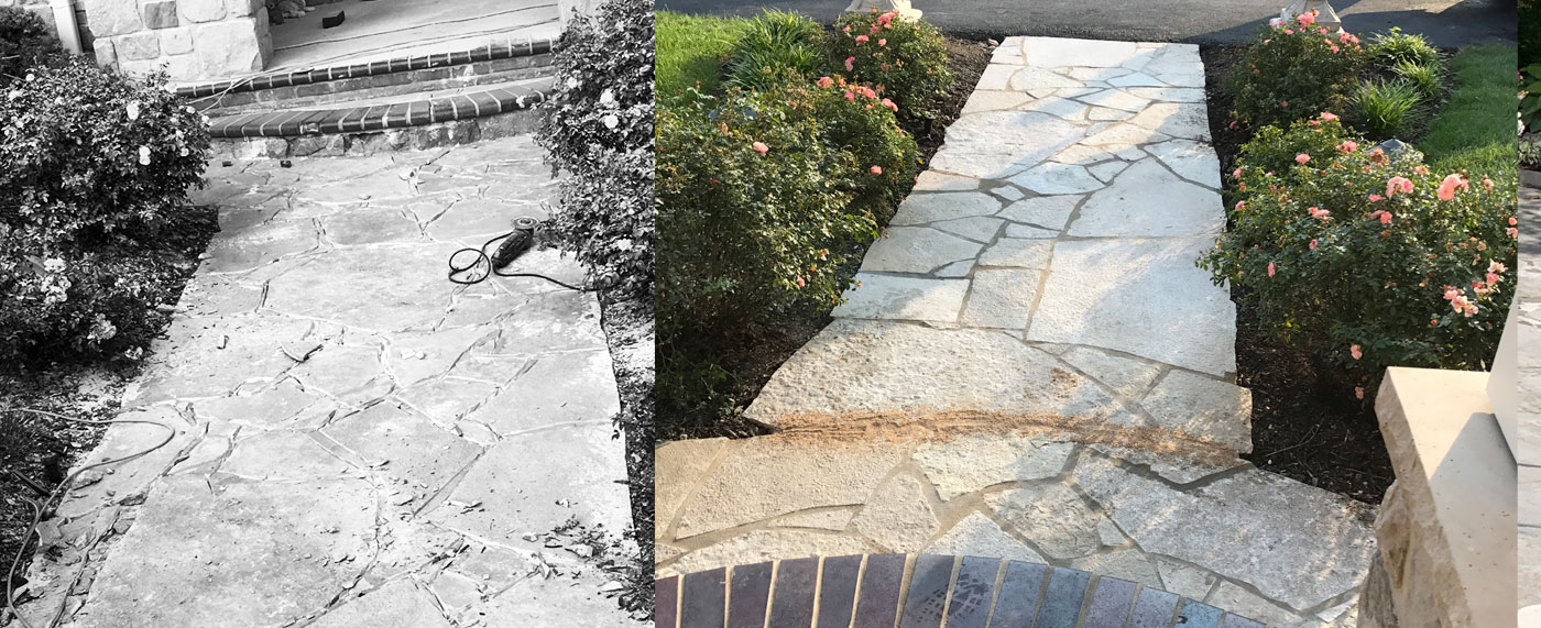 Stone Sidewalk Before & After